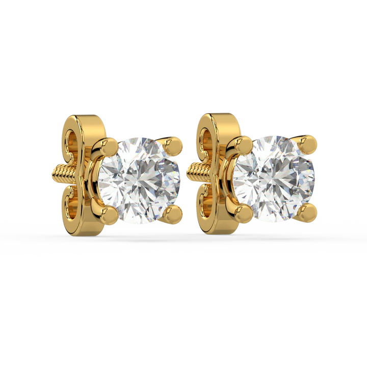 0.50 CT Round Cut Certified VS/SI Lab Grown Diamond Stud Earrings 925 Sterling Silver With Vermeil Gold