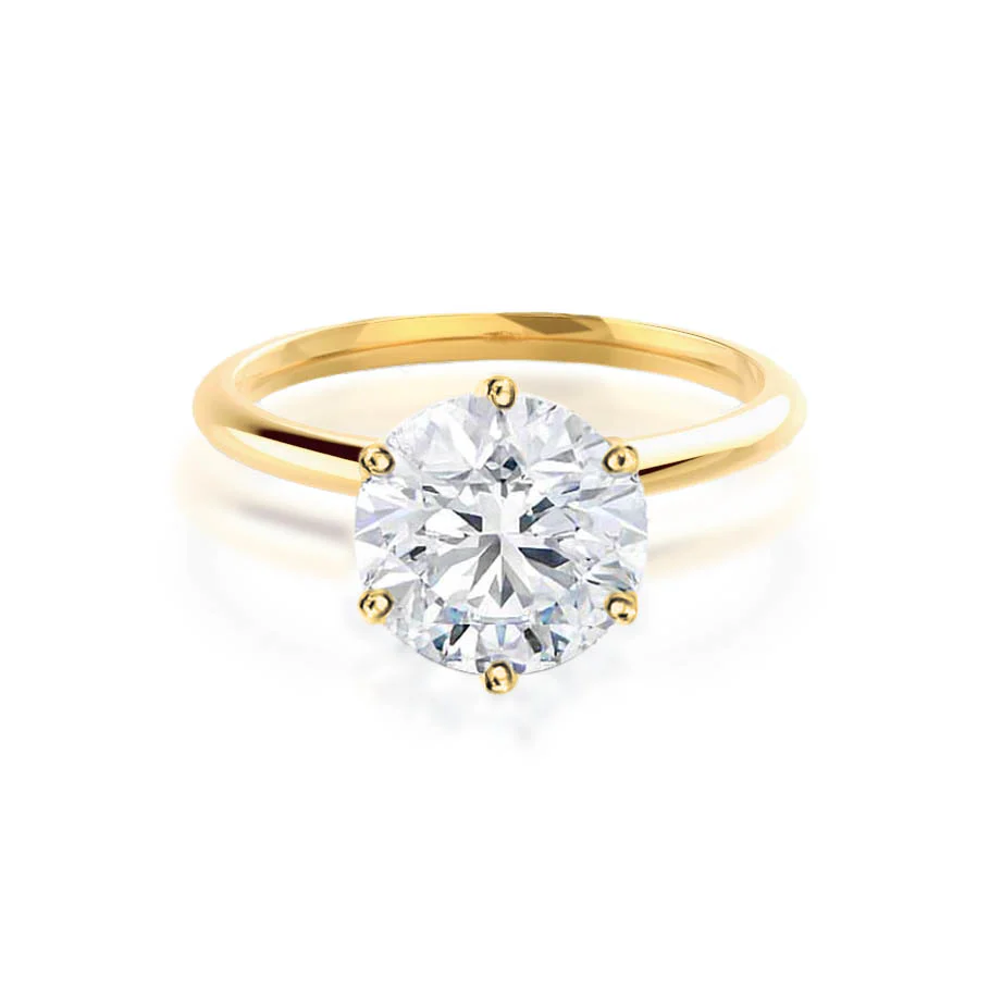 Certified 1.00 CT Round Cut EF VS/SI Lab Grown Diamond Engagement Ring 925 Sterling Silver With Vermeil Gold