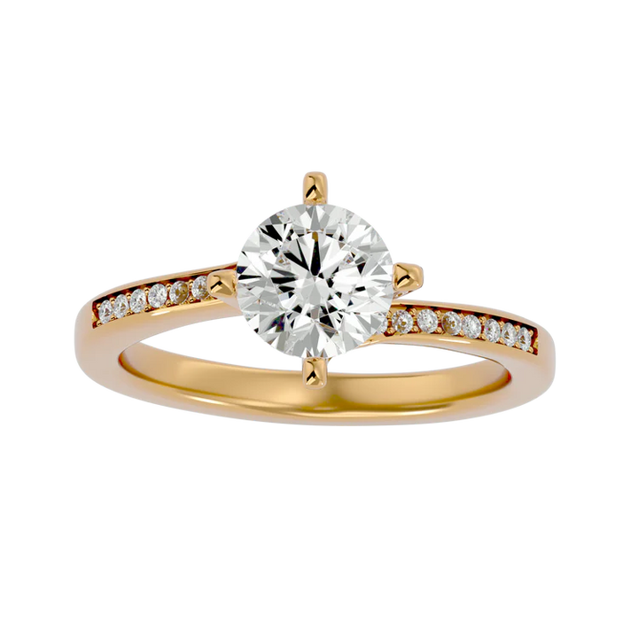 Certified 1.18 CT Round Cut EF VS/SI Lab Grown Diamond Nordic Gold Delicate Engagement Ring (Demi -Fine)