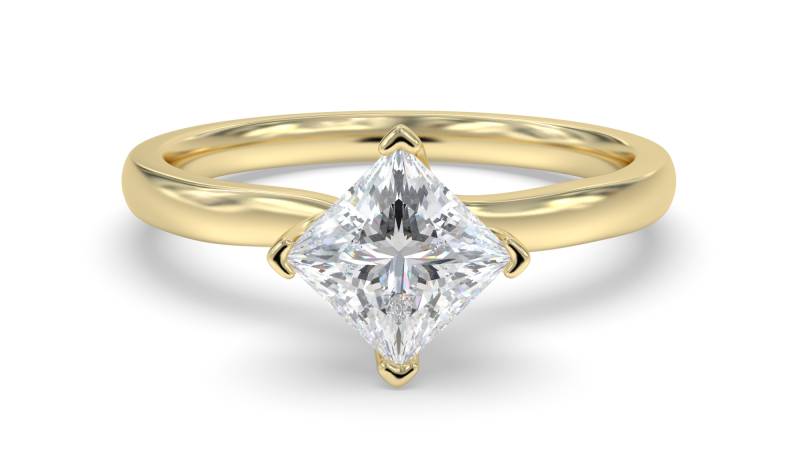 Certified 1.00 CT Princess Cut EF VS/SI Lab Grown Diamond Engagement Ring 925 Sterling Silver With Vermeil Gold