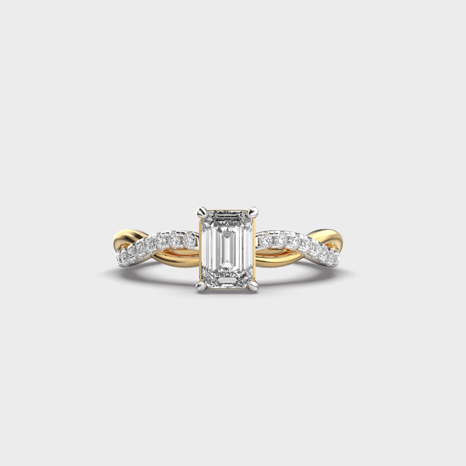 Certified 1.18 CT Emerald Cut EF VS/SI Lab Grown Diamond Engagement Ring 925 Sterling Silver With Vermeil Gold