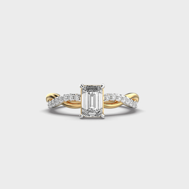 Certified 1.18 CT Emerald Cut EF VS/SI Lab Grown Diamond Nordic Gold Engagement Ring (Demi -Fine)