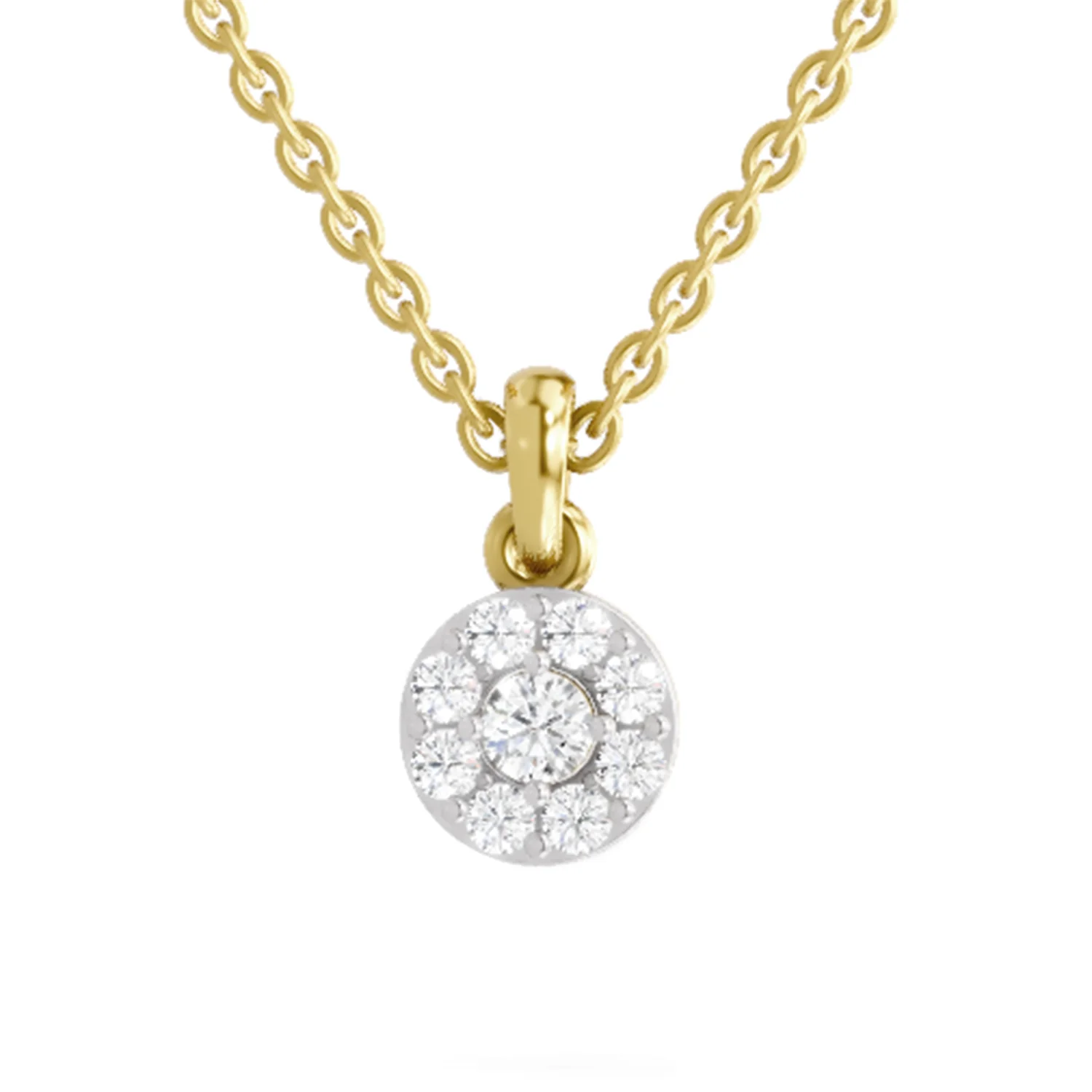 0.78 CT Round Cut EF VS/SI Lab Grown Diamond Cluster Pendant 925 Sterling Silver With Vermeil Gold ( Without Chain )