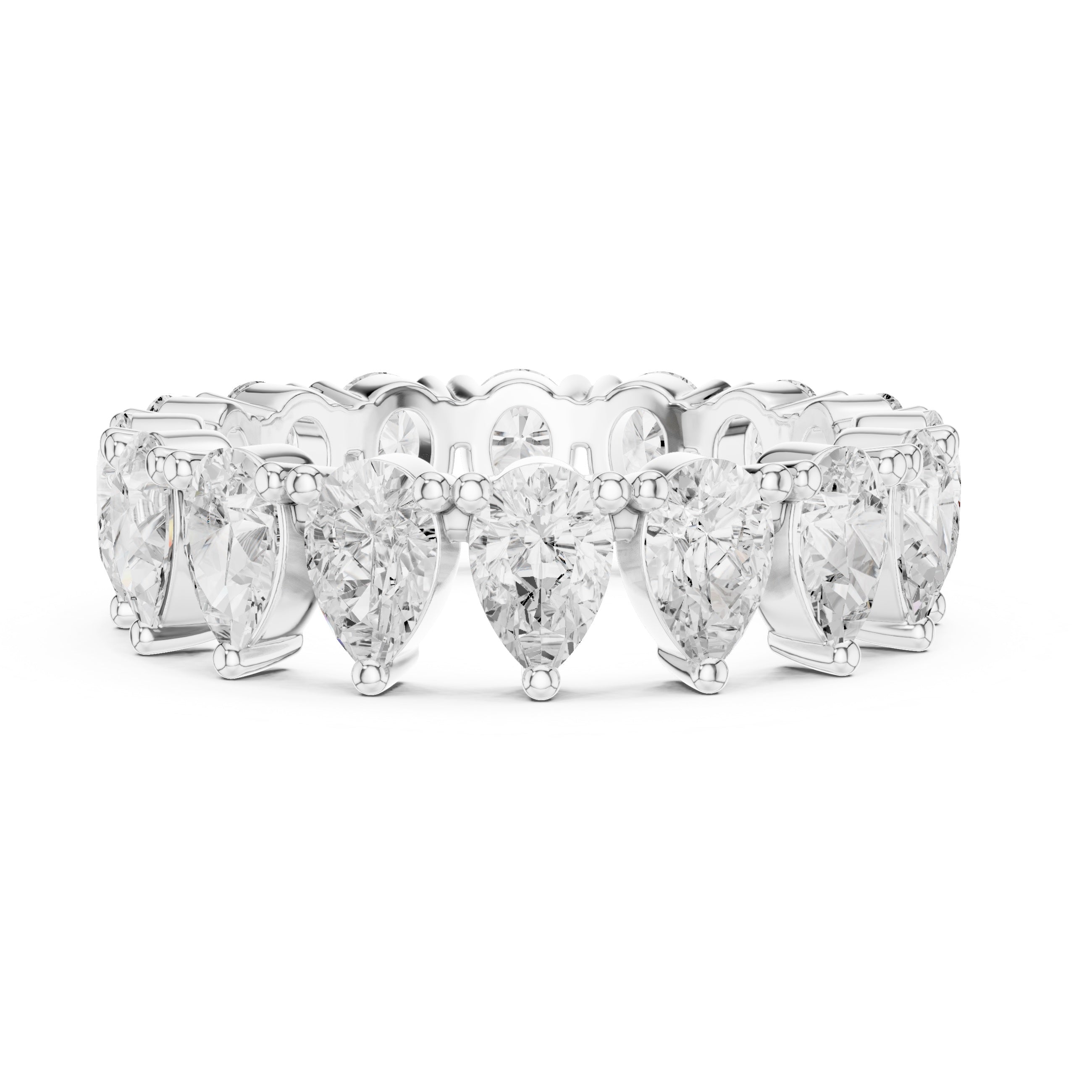 Pear Cut Lab-Grown Diamond Half Eternity Band – Women's Wedding Ring 14K Gold