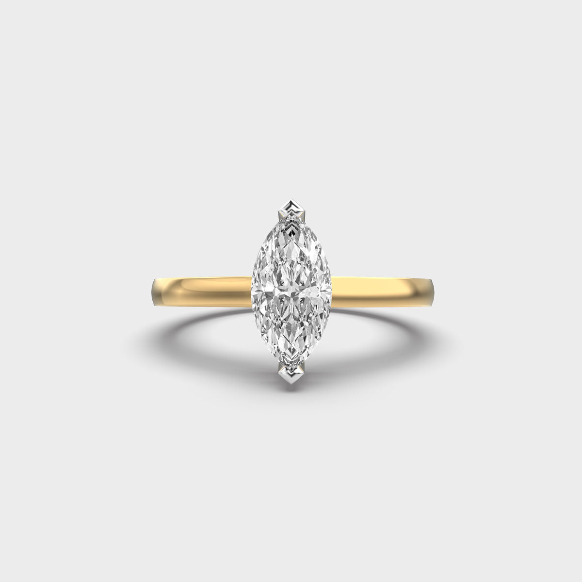 Certified 1.00 CT Marquise Cut EF VS/SI Lab Grown Diamond Engagement Ring 925 Sterling Silver With Vermeil Gold