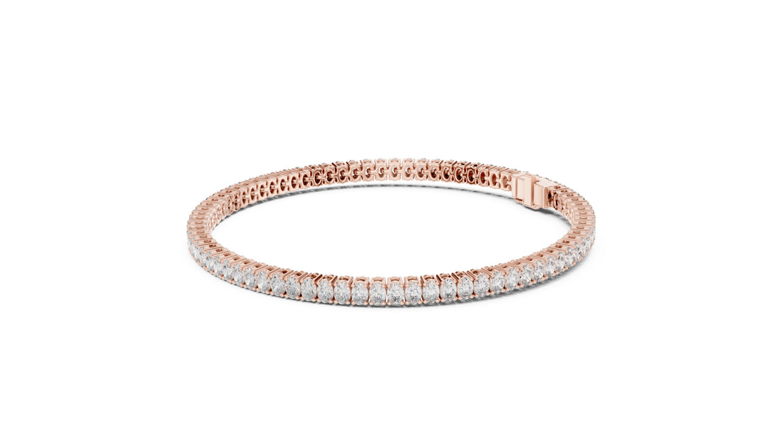 11.85 CT EF VS/SI Lab Grown Oval Cut Diamond Tennis Wedding Bracelet For Women's 14K Yellow Gold