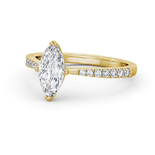 Certified 1.15 CT Marquise Cut EF Lab Grown Diamond Engagement Ring 925 Sterling Silver With Vermeil Gold