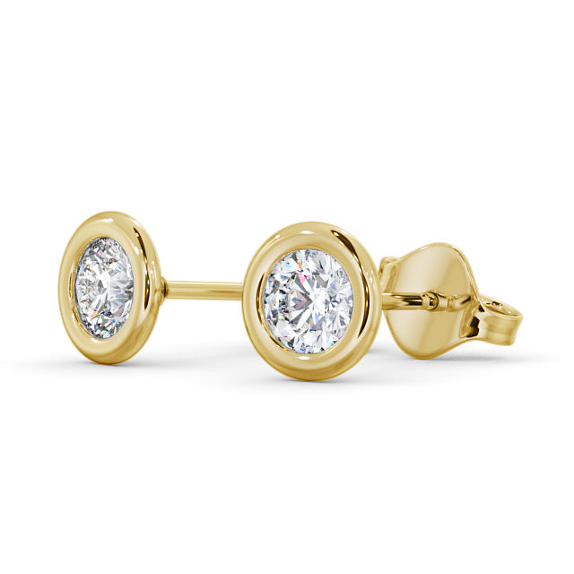 Certified 1 CT Lab Grown Diamond Nordic Gold Stud Bezel Set Earrings (Demi-Fine)