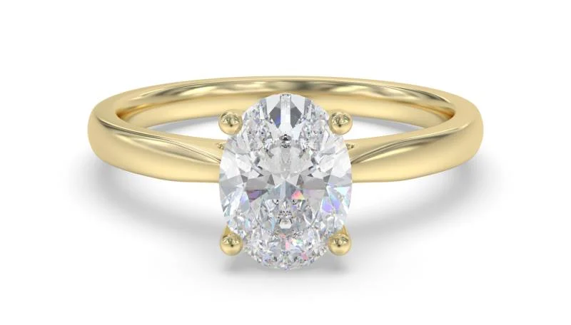 Certified 1.00 CT Oval Cut EF VS/SI Lab Created Diamond Nordic Gold Engagement Ring (Demi -Fine)