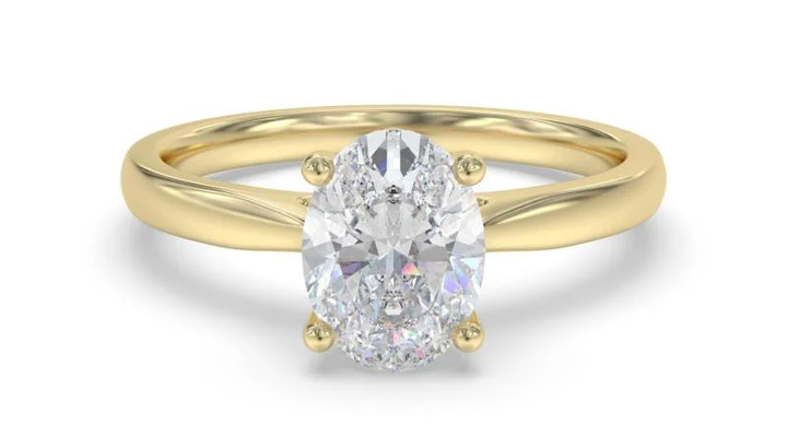 Certified 1.00 CT Oval Cut EF VS/SI Lab Created Diamond Nordic Gold Engagement Ring (Demi -Fine)