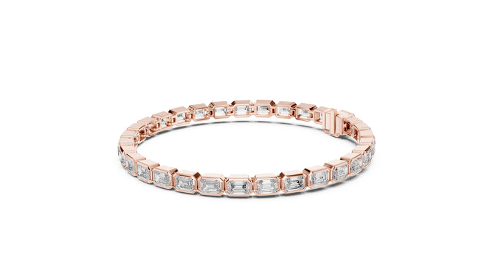 9.3 CT EF VS/SI Lab Grown Emerald Cut Diamond Tennis Wedding Bracelet For Women's 14K Rose Gold
