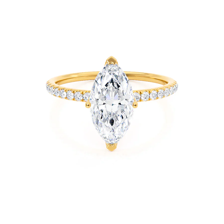 Certified 1.20 CT Marquise Cut EF VS/SI Lab Grown Diamond Engagement Ring 925 Sterling Silver With Vermeil Gold