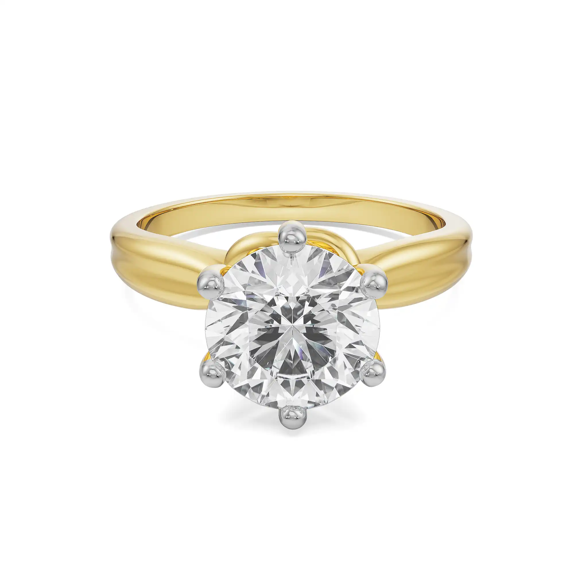 Engagement Ring Certified 1.00 CT Round Cut EF VS/SI Lab Grown Diamond 925 Sterling Silver With Vermeil Gold