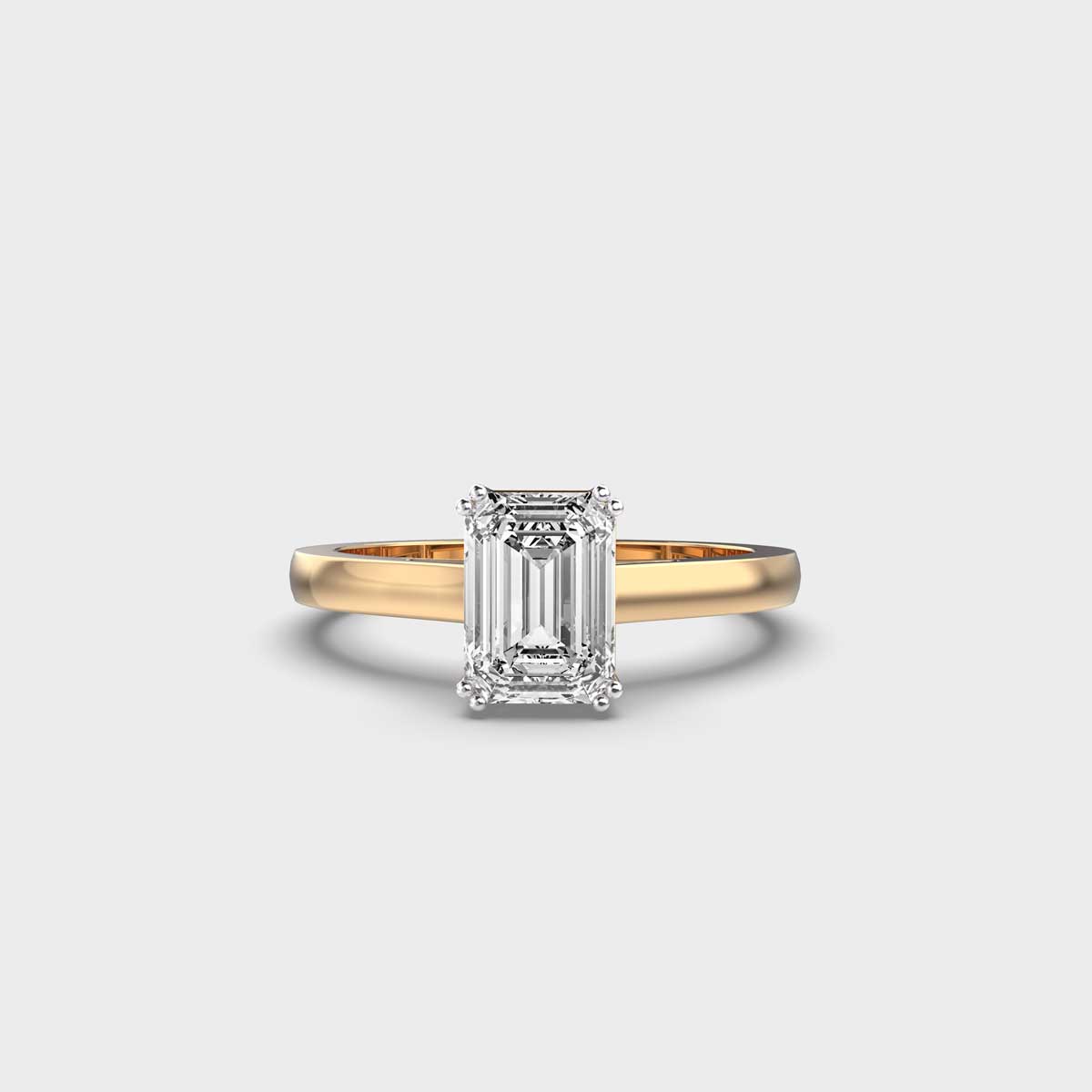 Engagement Ring Certified 1.00 CT Emerald Cut EF VS/SI Lab Grown Diamond  925 Sterling Silver With Vermeil Gold