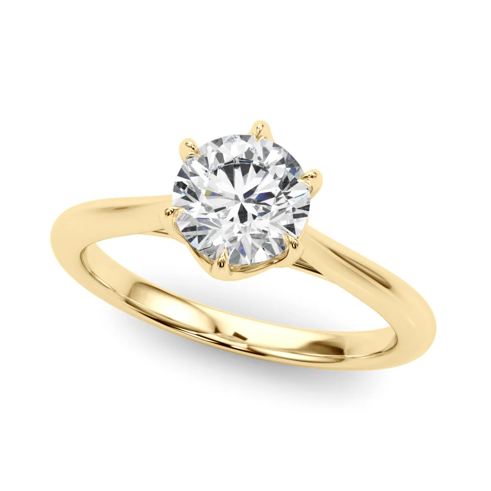 Certified 1.00 CT Round Cut EF VS/SI Lab Grown Diamond Engagement Ring 925 Sterling Silver With Vermeil Gold