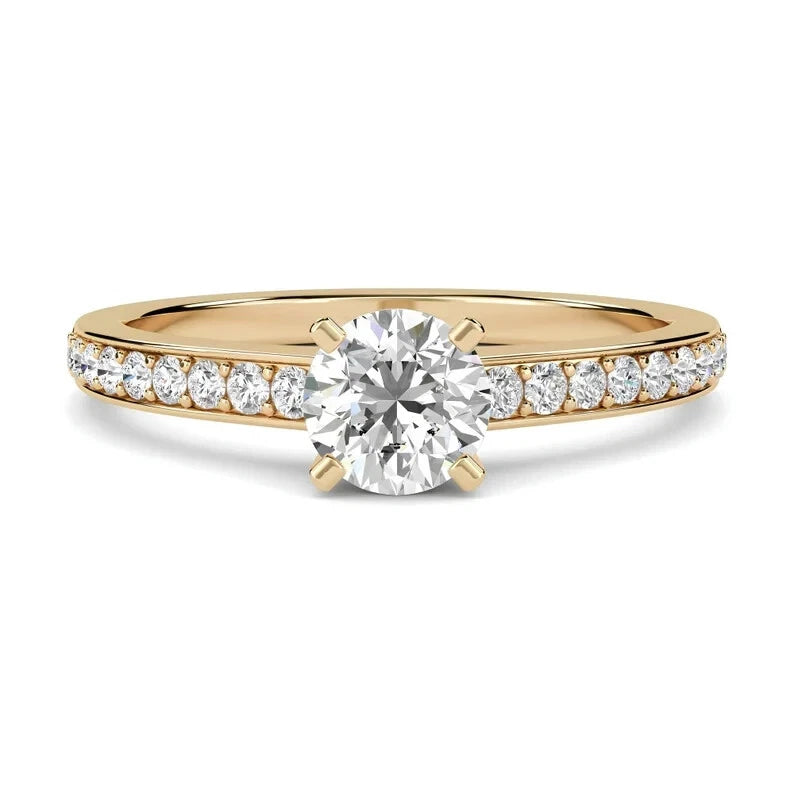 1.18 CT Certified VS/SI Lab Grown Diamond Wedding Ring 925 Sterling Silver With Vermeil Gold