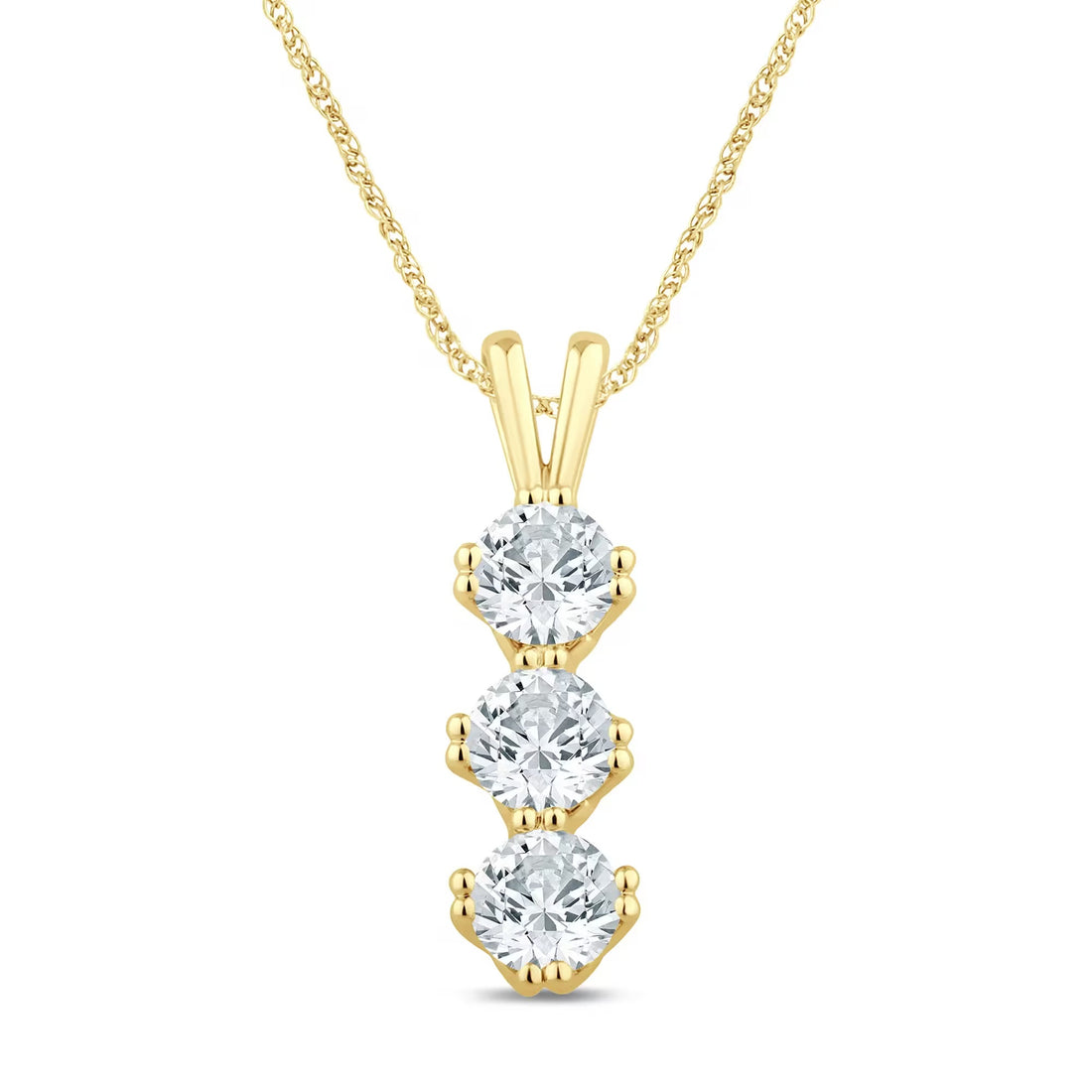 0.75 CT Round Cut EF VS/SI Lab Grown Diamond Pendant 925 Sterling Silver With Vermeil Gold (Without Chain)