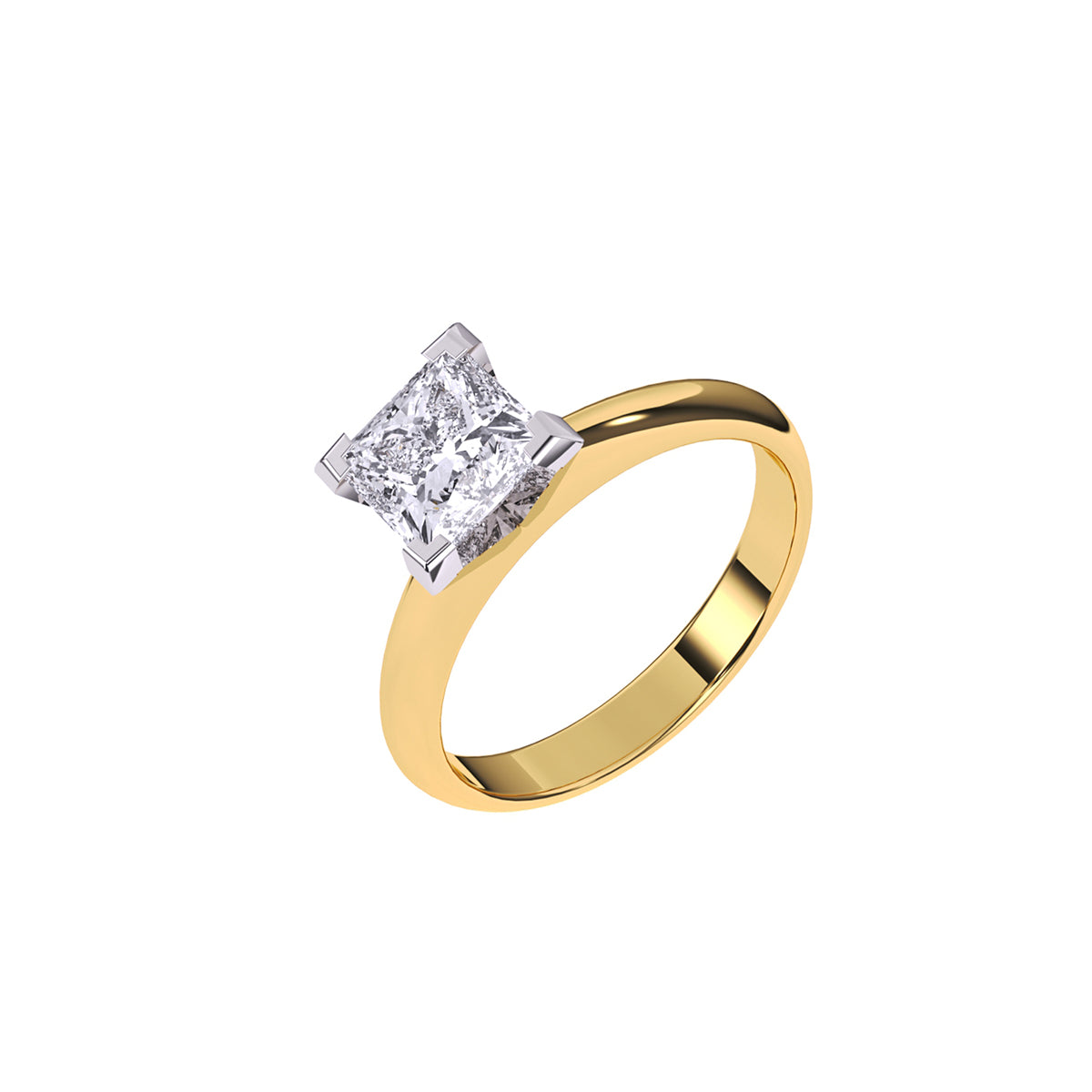 Engagement Ring Certified 1.00 CT Princess Cut EF VS/SI Lab Created Diamond 925 Sterling Silver With Vermeil Gold
