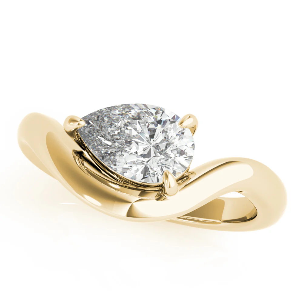 Certified 1.00 CT Pear Cut EF VS/SI Lab Grown Diamond Elegant Engagement Ring 925 Sterling Silver With Vermeil Gold