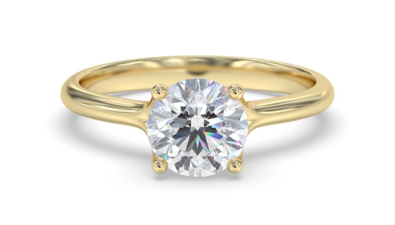 Certified 1.00 CT Round Cut EF VS/SI Lab Grown Diamond Engagement Ring 925 Sterling Silver With Vermeil Gold