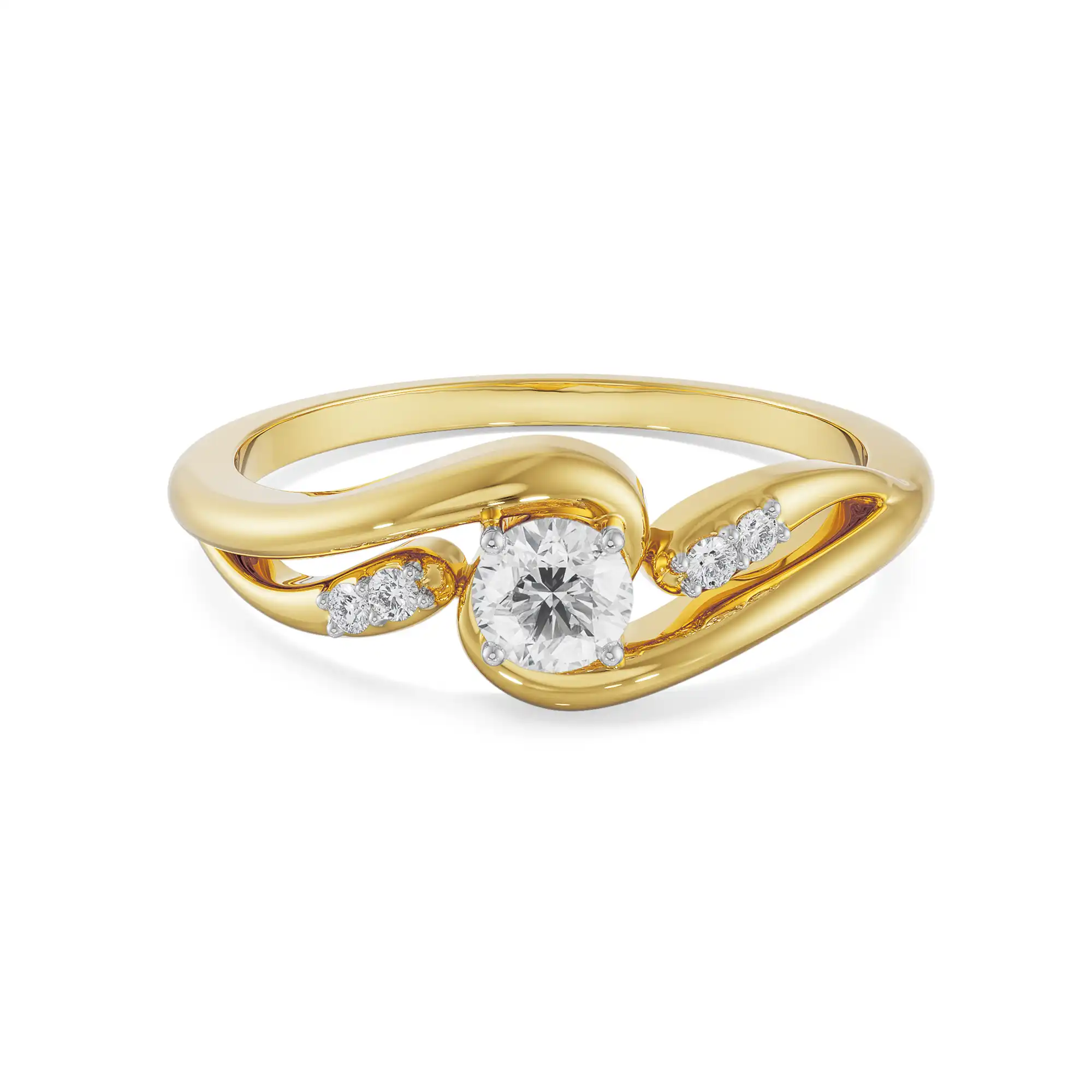 Certified 1.04 CT Round Cut EF VS/SI Lab Grown Diamond Anniversary Ring 925 Sterling Silver With Vermeil Gold