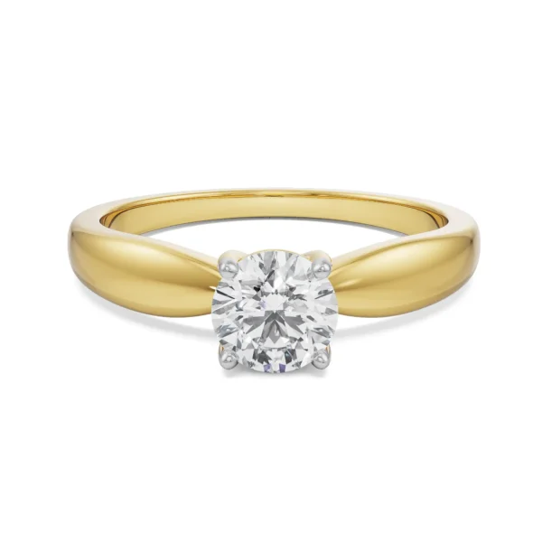 Certified 1.00 CT Round Cut EF VS/SI Lab Grown Diamond Engagement Ring 925 Sterling Silver With Vermeil Gold