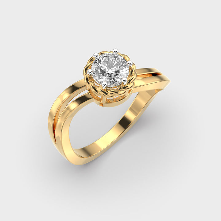 925 Sterling Silver With Vermeil Gold Certified 0.50 CT Round Cut EF VS/SI Lab Grown Diamond Engagement Ring