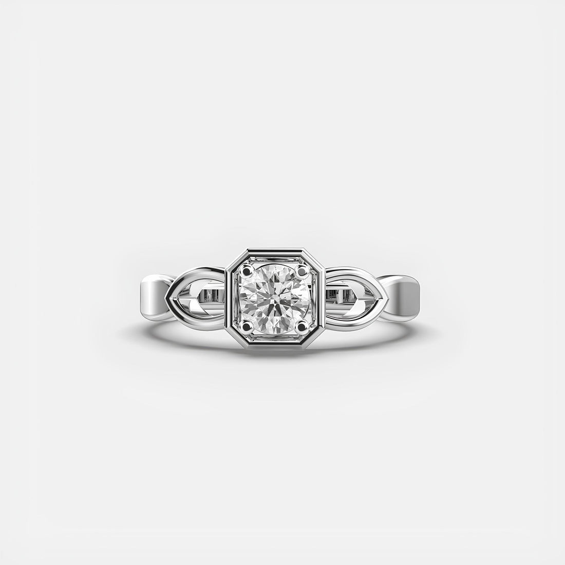 Solitaire Round EF VS/SI Lab-Grown Diamond Twisted Wedding Band – 14K Solid Gold Ring
