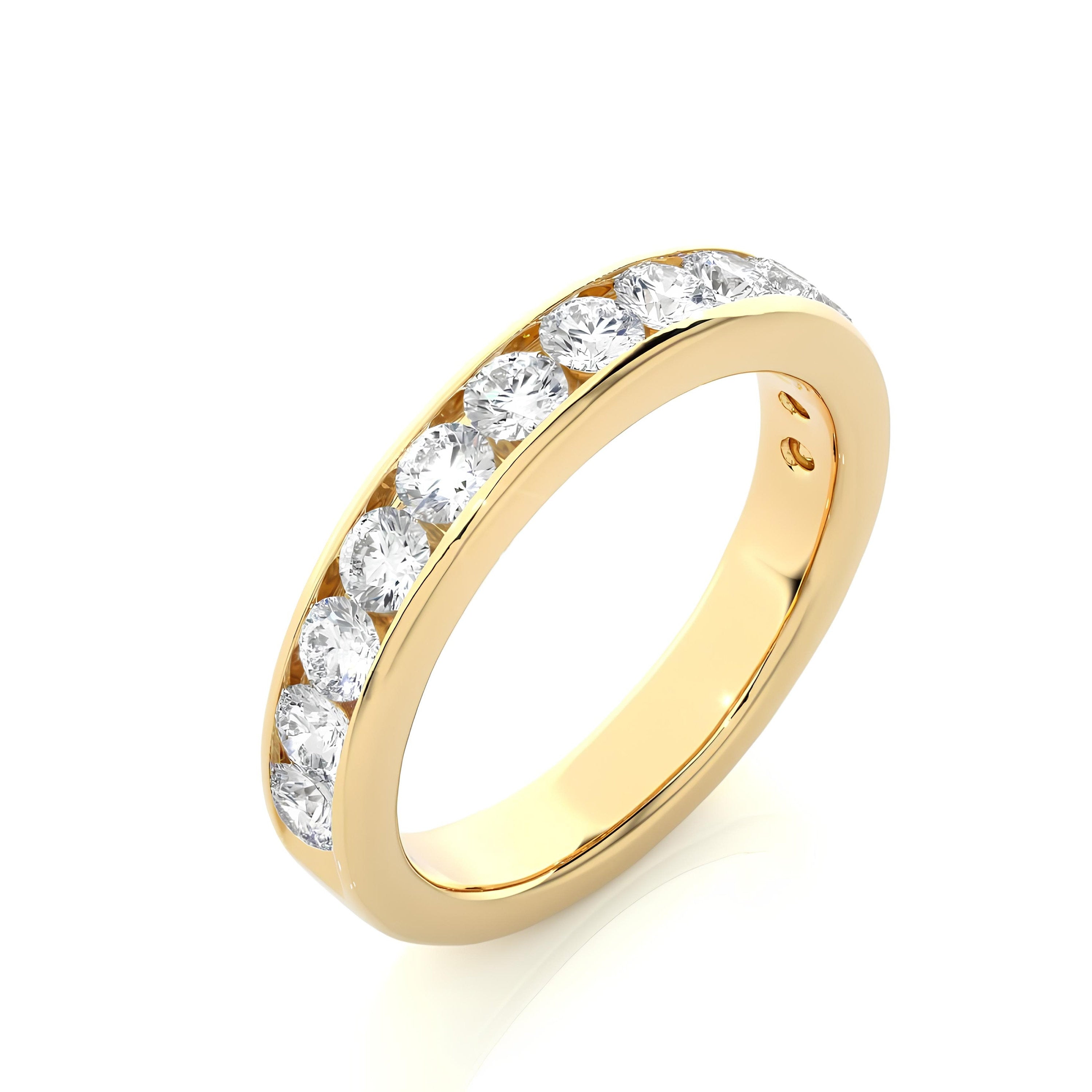 Women's 2.75MM Channel-Set Half Eternity Lab-Grown Diamond Ring – Diamond Wedding Anniversary Band, Stackable Diamond Guard in 14K Gold