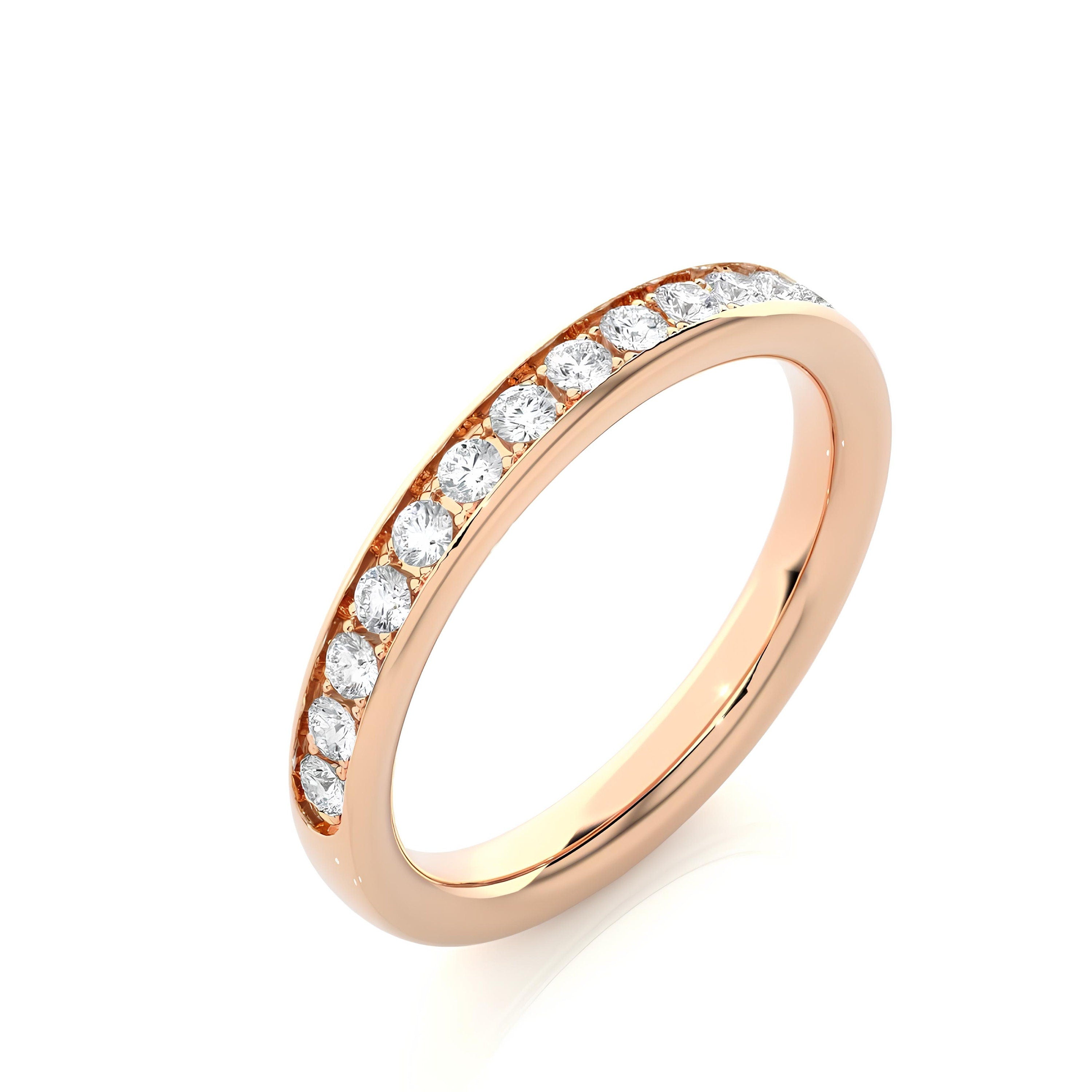 1.75 mm Micro Pave Lab-Grown Diamond Eternity Ring – Delicate Stacking Wedding Band 14k Gold