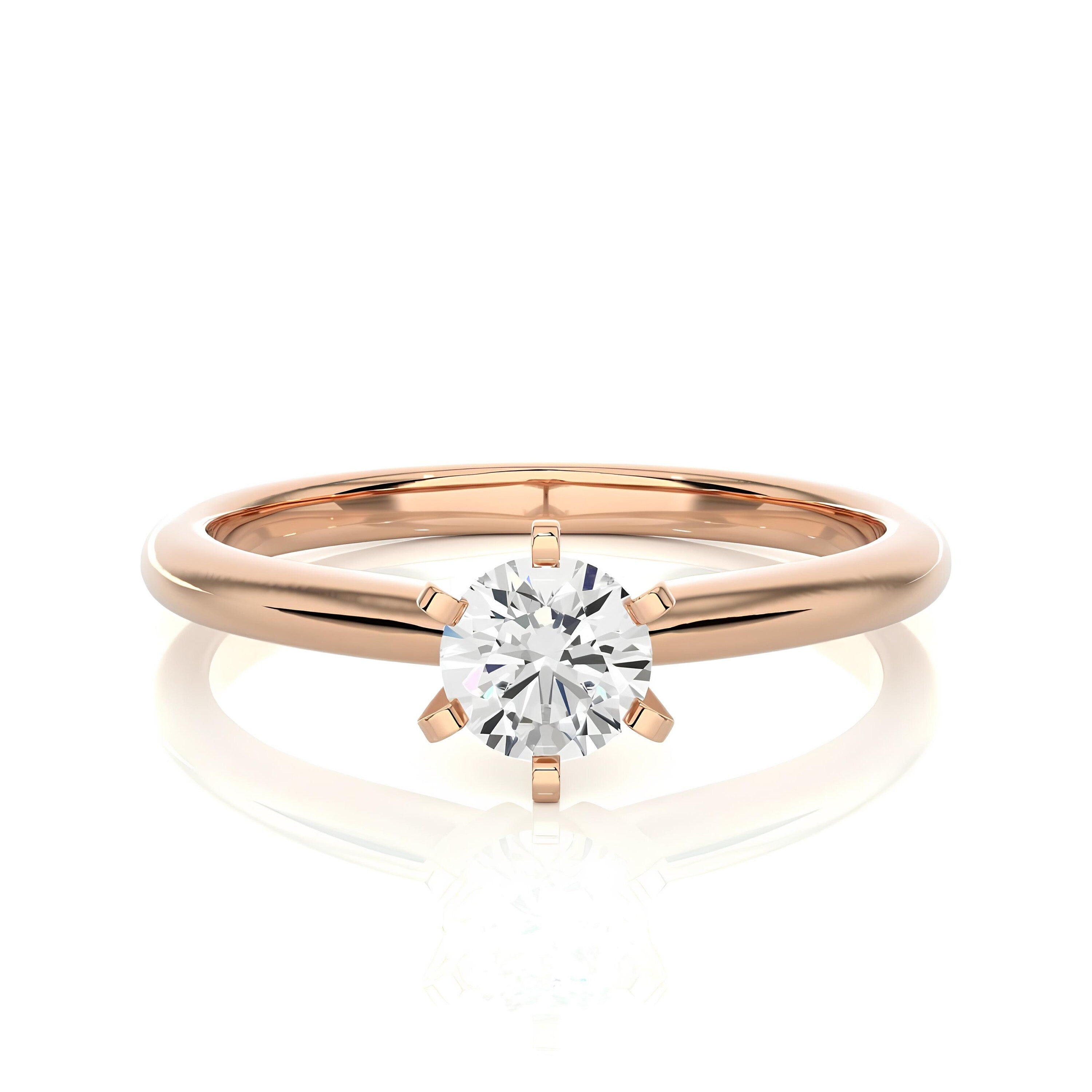 IGI Certified Lab Grown Diamond Solitaire Engagement Ring – 0.25 to 2.00 Ct EF VS/SI Conflict-Free Diamond in 14K Real Gold