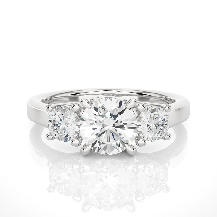 Round Three-Stone Engagement Ring – EF VS/SI Lab-Created Diamonds, Excellent Cut – Promise, Wedding, or Anniversary Ring for Her