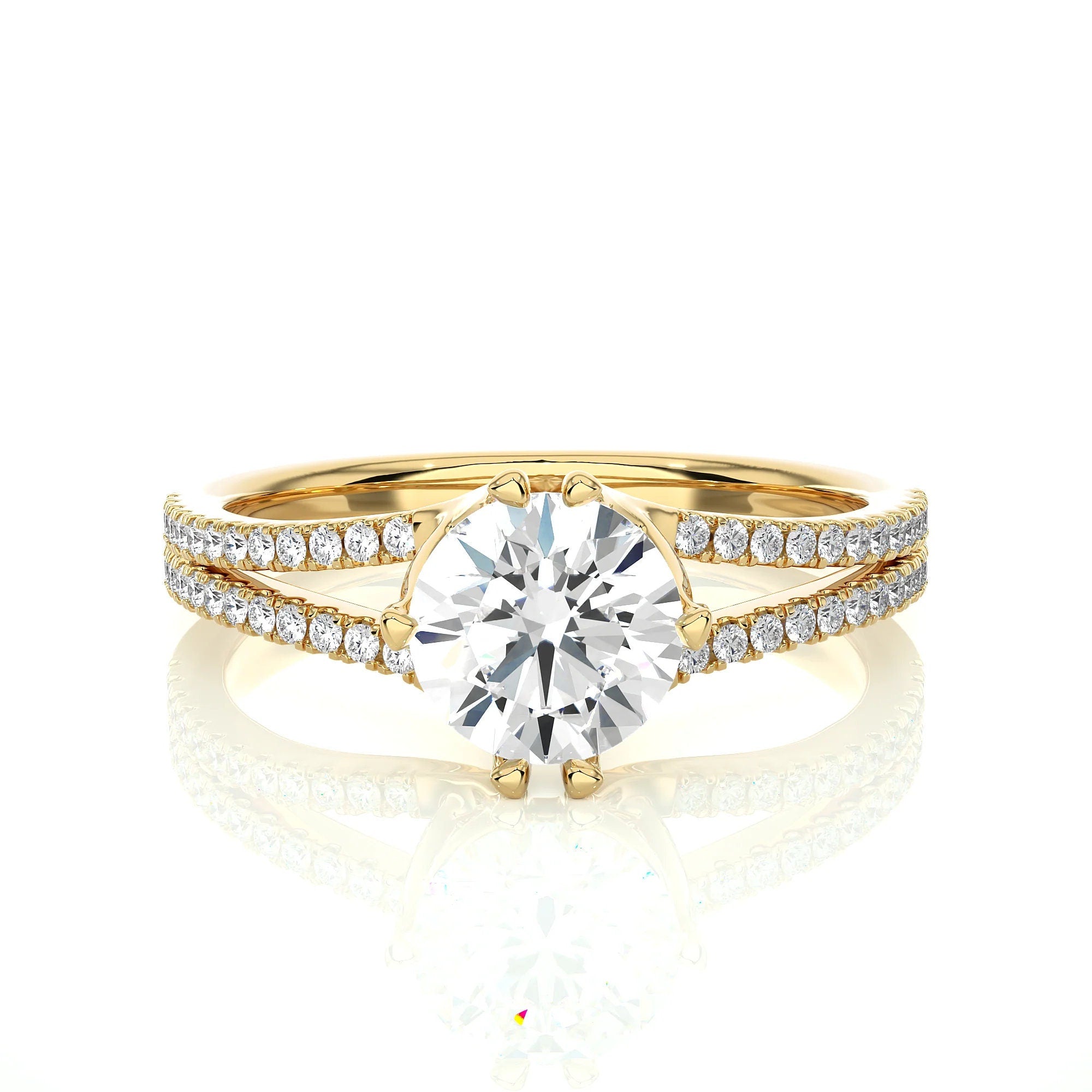 1.30 Ct IGI Certified EF VS/SI Lab Grown Diamond Solitaire Engagement Ring with 6-Prong Setting 14K Gold & Platinum