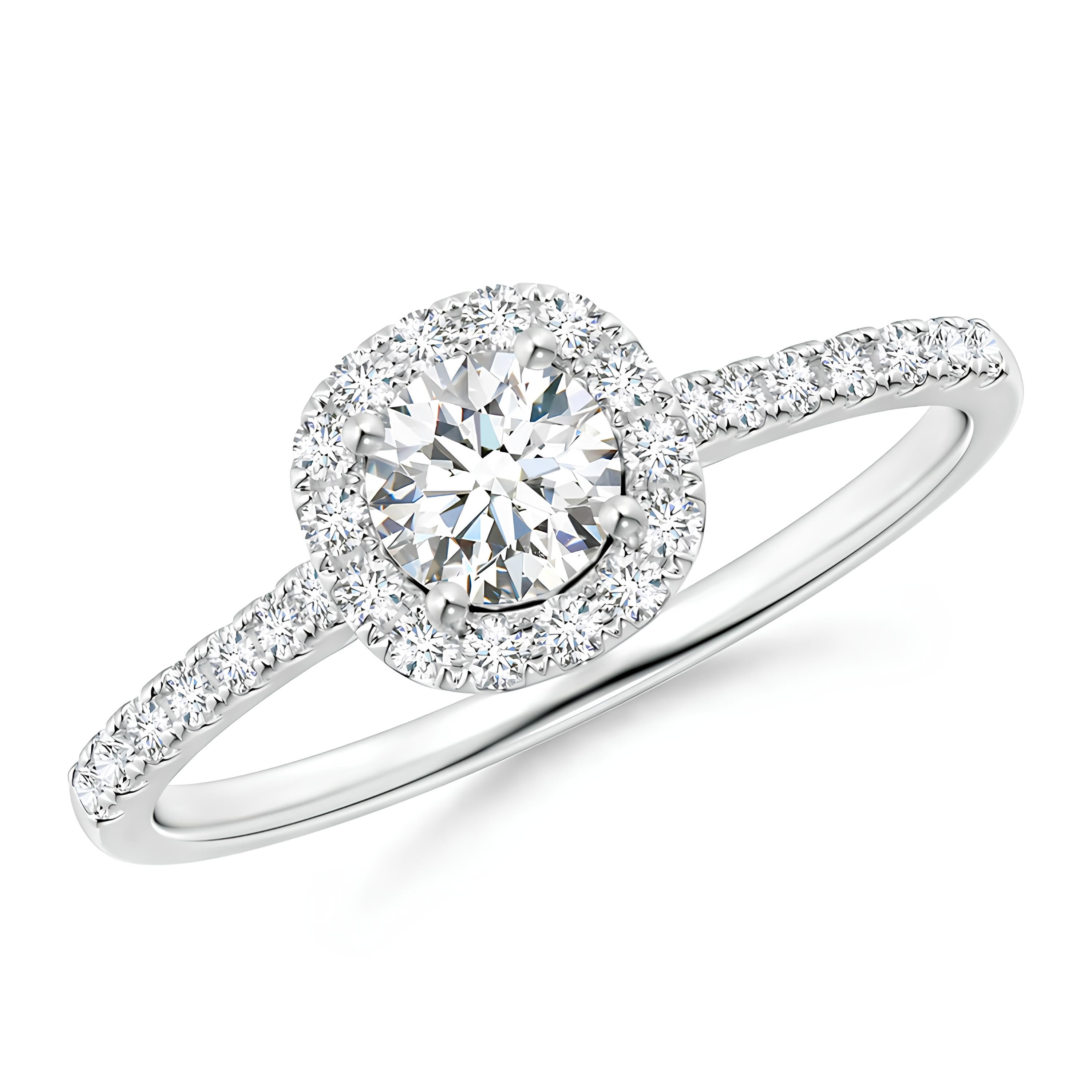 1.00 CTW Round Lab-Grown Diamond Twisted Halo Ring Certified EF VS/SI Engagement or Wedding Band for Women in 14K Gold