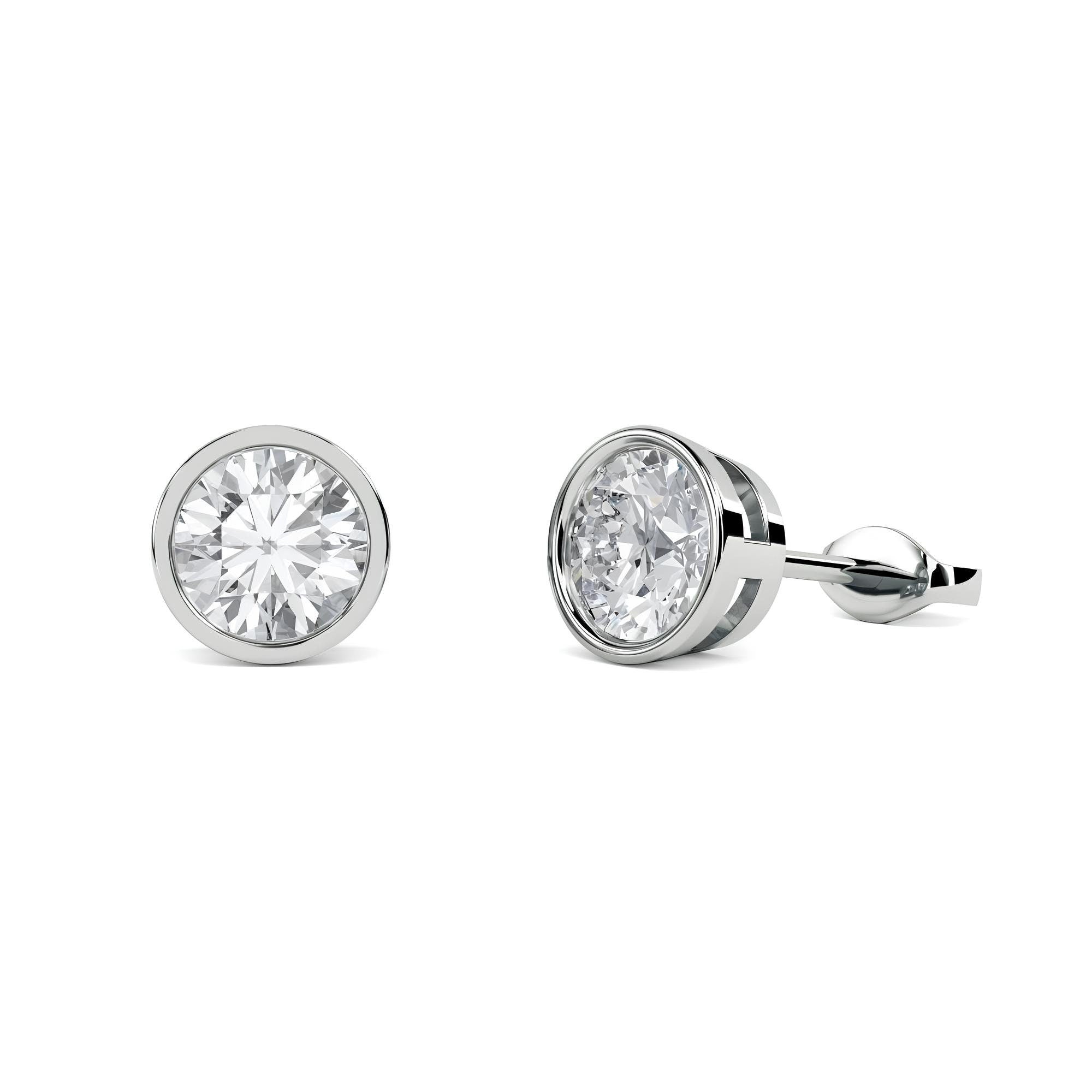 0.25–4.00 Ct Round Cut EF VS/SI Lab-Grown Diamond Stud Earrings 14K Gold Bezel Set Wedding Earrings