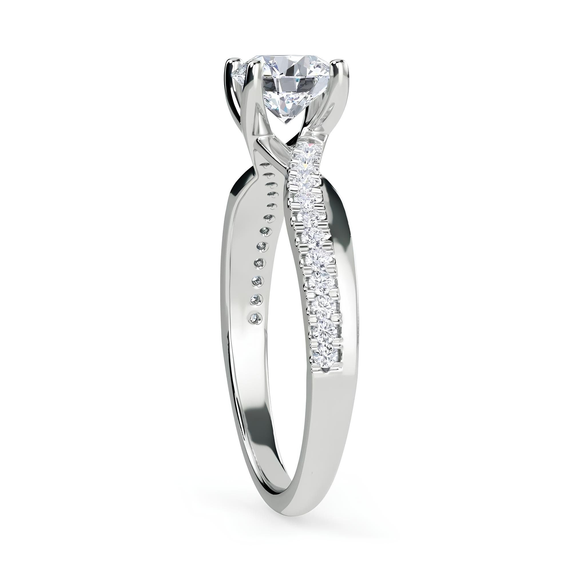 Timeless Elegance: EF VS/SI Lab-Grown Diamond Twisted Solitaire Engagement Ring in 14K Gold & Platinum – Perfect Anniversary or Wedding Gift for Her