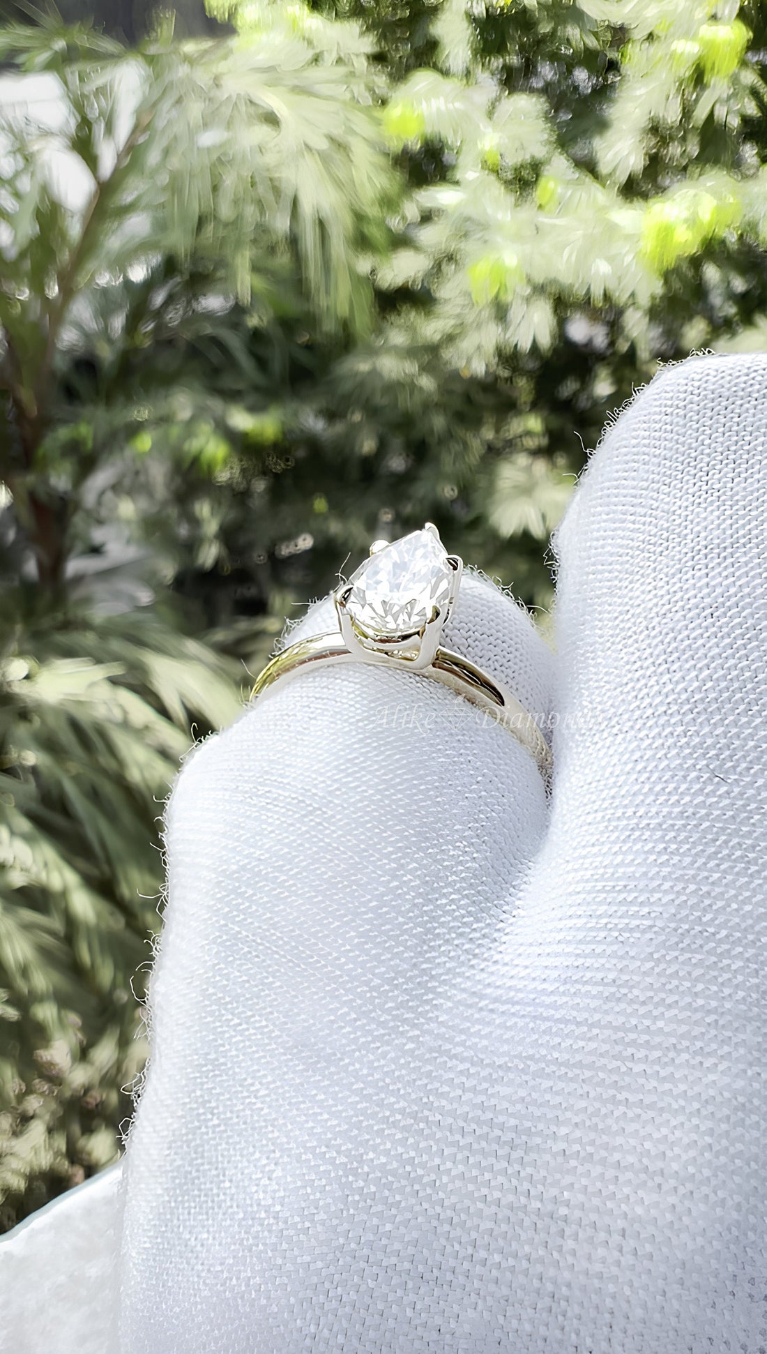 Solitaire Engagement Ring, 1.22 Ct Pear Cut Lab Grown Diamond Ring, Certified GH/SI Diamond 14K Yellow Gold Wedding Ring, Size 7