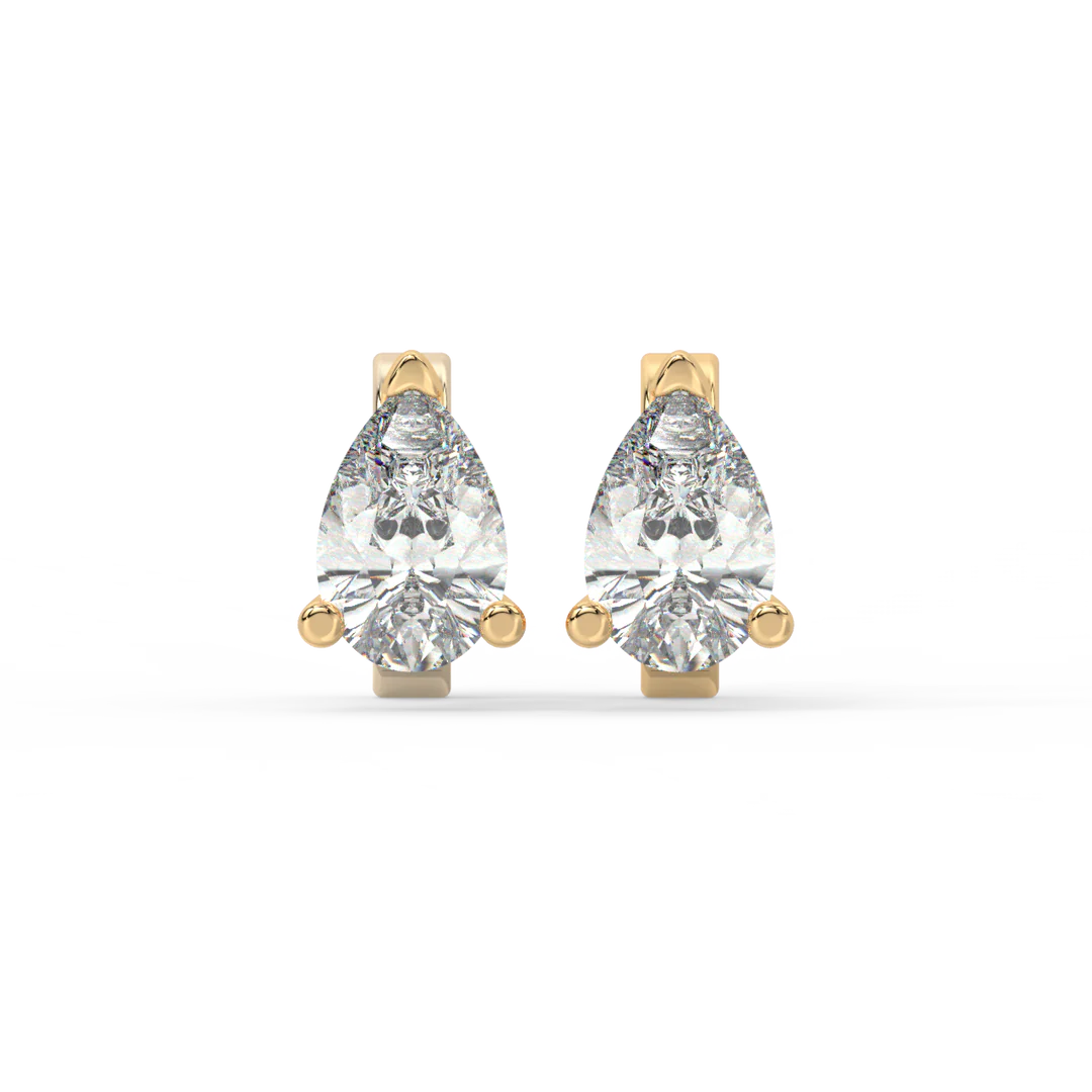 0.50 CT Peart Cut Certified VS/SI Lab Grown Diamond Stud Earrings 925 Sterling Silver With Vermeil Gold