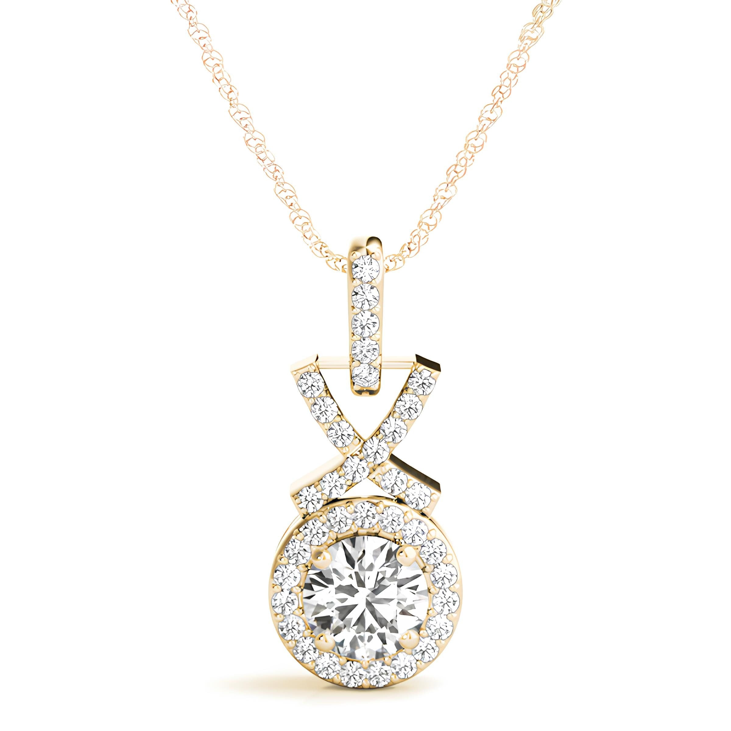 1.00 Carat Halo Pendant Necklace IGI Certified EF VS/SI Lab Grown Round Diamond in 14K Gold Elegant Diamond Chain Perfect Anniversary Gift for Her