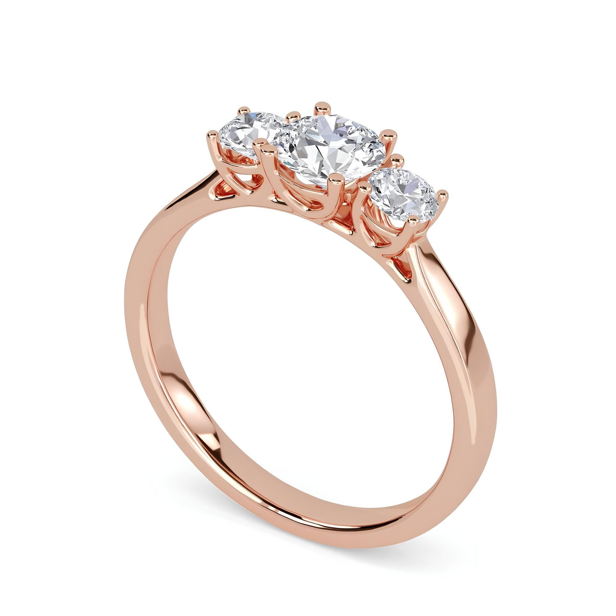 3 Stone Round Diamond Engagement Ring, GH SI Lab Grown Diamond Ring, Promise Ring, Wedding Ring, Diamond Ring for Her, Gift For Her