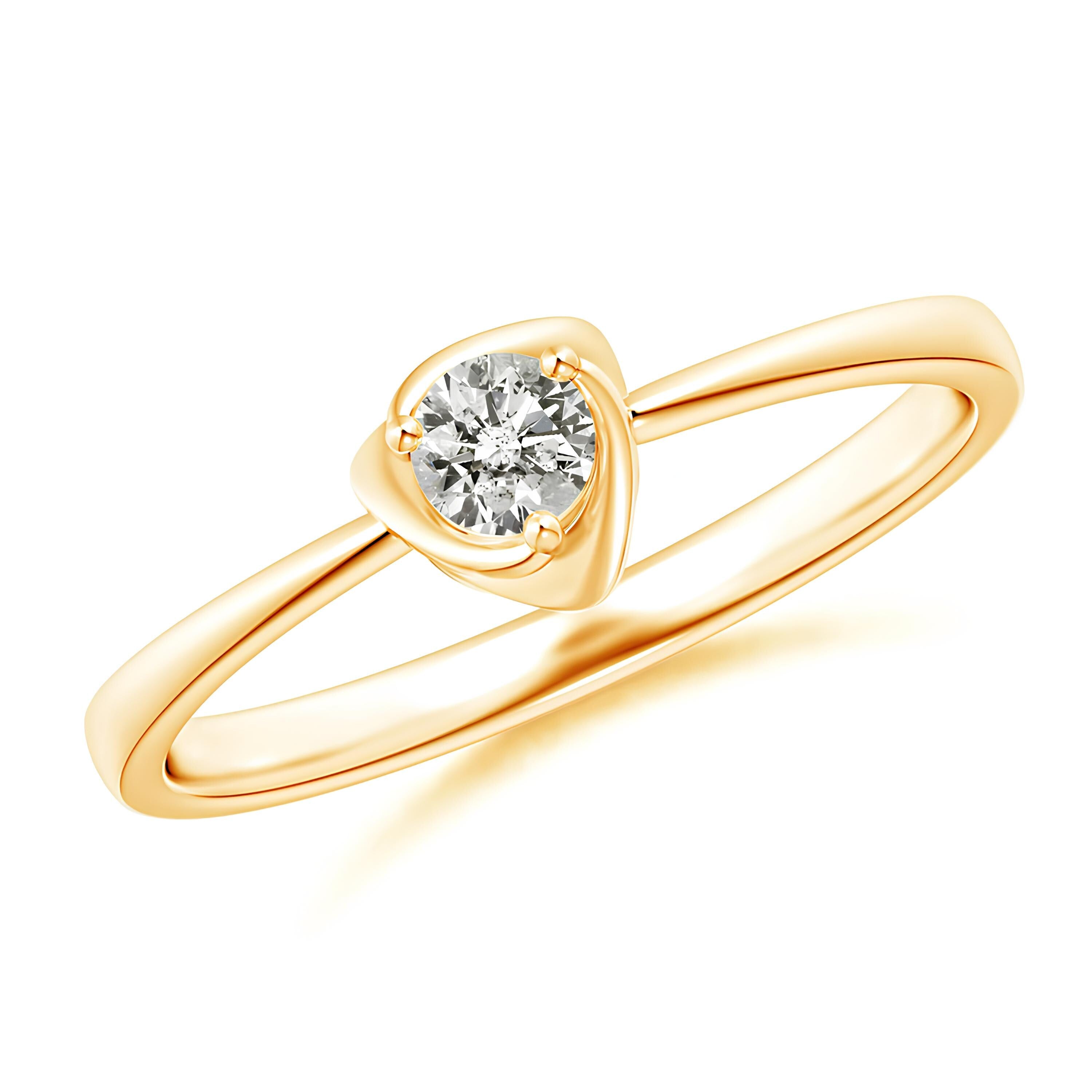Infinity Shank Round Diamond Ring EF VS/SI Lab-Created Diamond Engagement Ring & Wedding Band in 14K Solid Gold