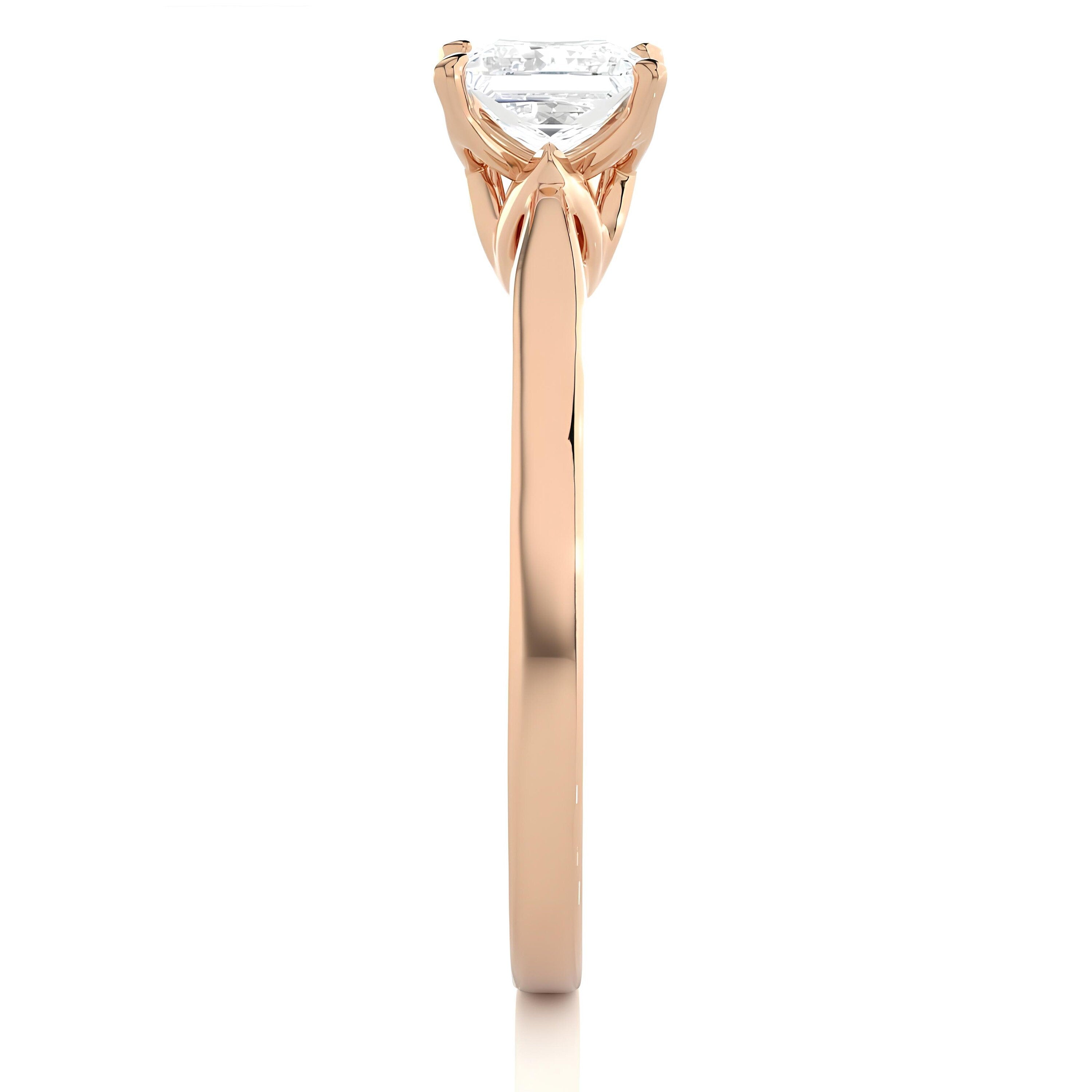 Certified 1.00 Ct Lab-Grown Princess Cut Diamond Solitaire Engagement Ring / EF VS/SI Conflict-Free Diamond / 14K Real Gold Anniversary and Wedding Ring