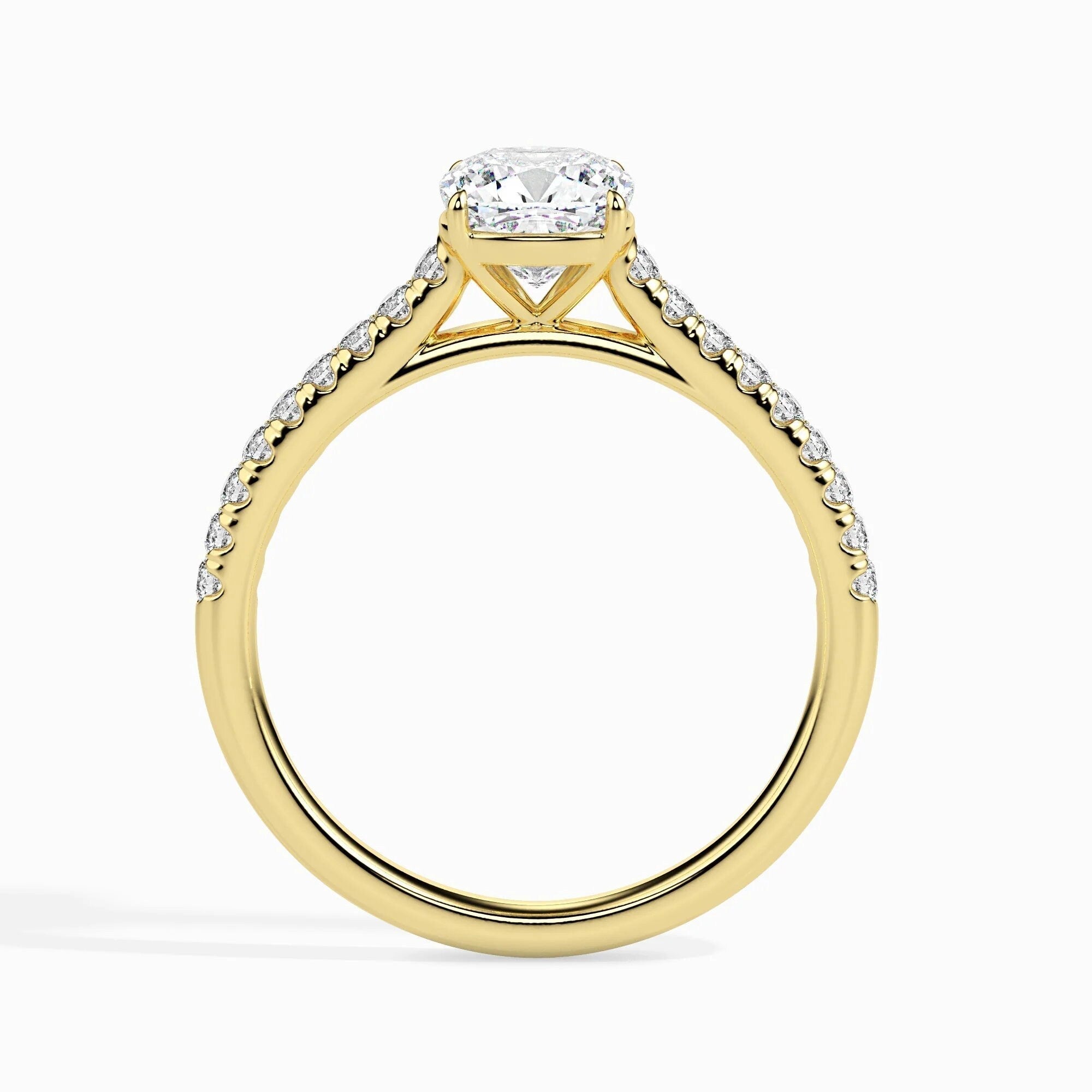 Certified 0.50 Ct EF VS/SI Lab-Grown Cushion Diamond Solitaire Engagement Ring – Solid Gold Setting with Conflict-Free Diamond