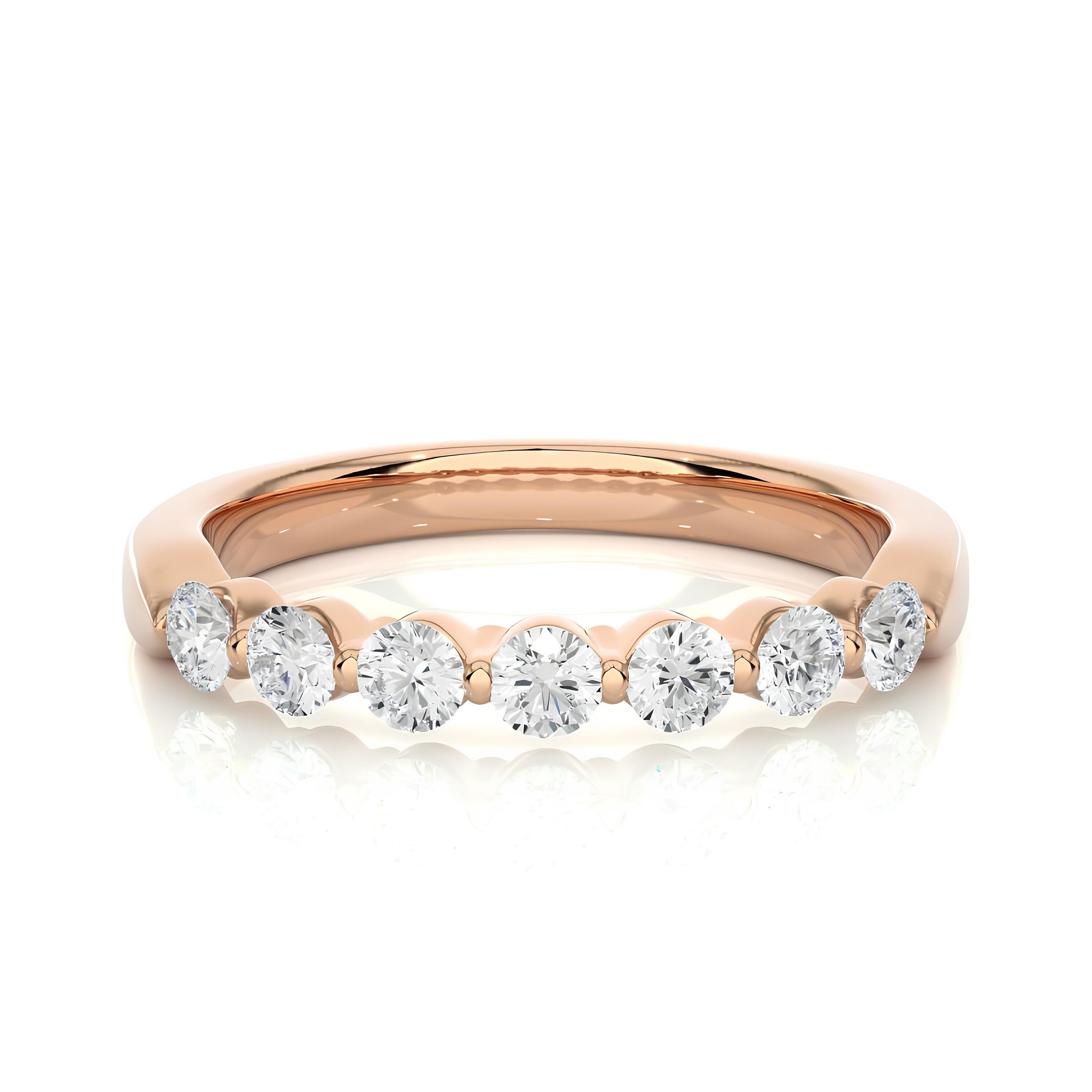 0.56 TW Lab-Grown Diamond Bar Set Eternity Ring 14K White Gold Stacking Wedding Band