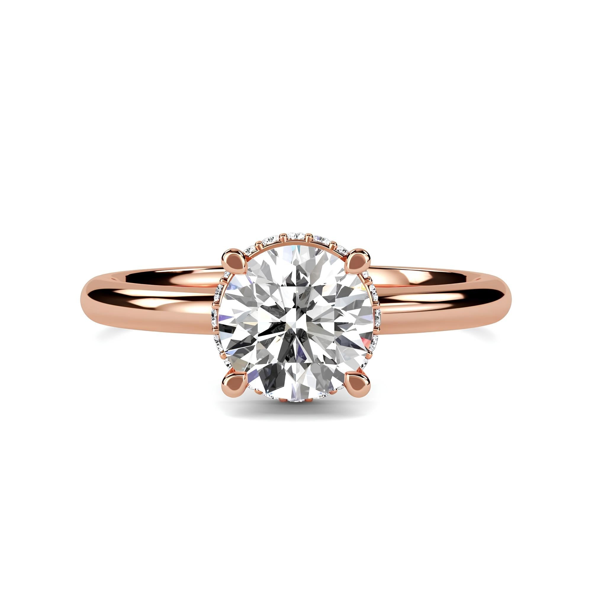 Vintage-inspired Hidden Halo 1.50 Carat Lab Grown Diamond Engagement Ring/ Wedding Band in 14K Solid Gold - Perfect for Promises and Forever