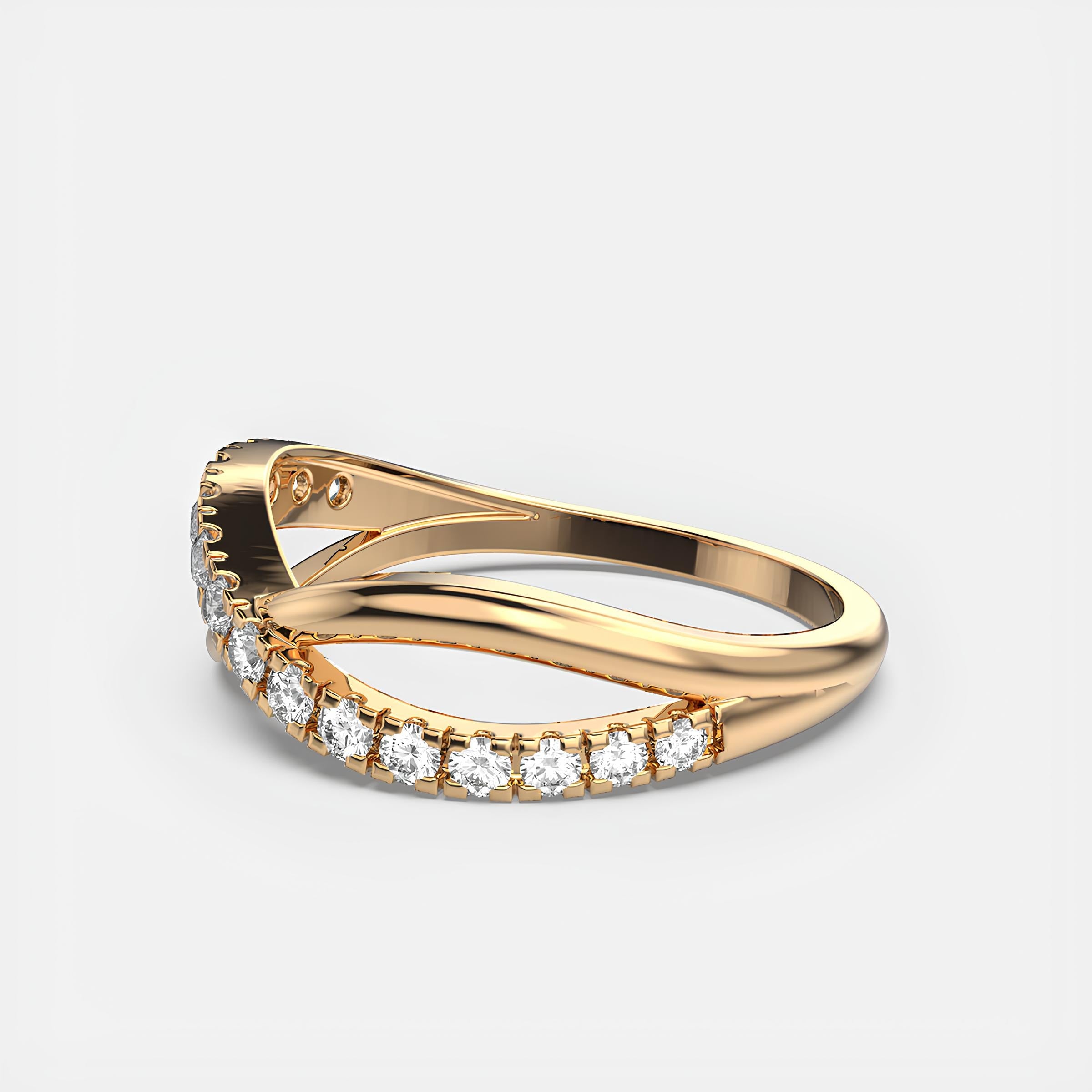 Rising Waves EF VS/SI Lab-Created Diamond Half Eternity Wedding Band – 14K Solid Gold