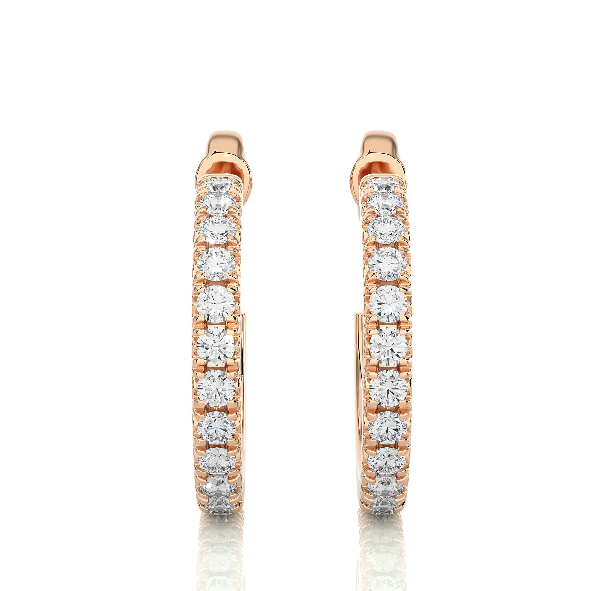 Exquisite 14k Gold Diamond Pave Hoop Stud Earrings by Alikediamonds