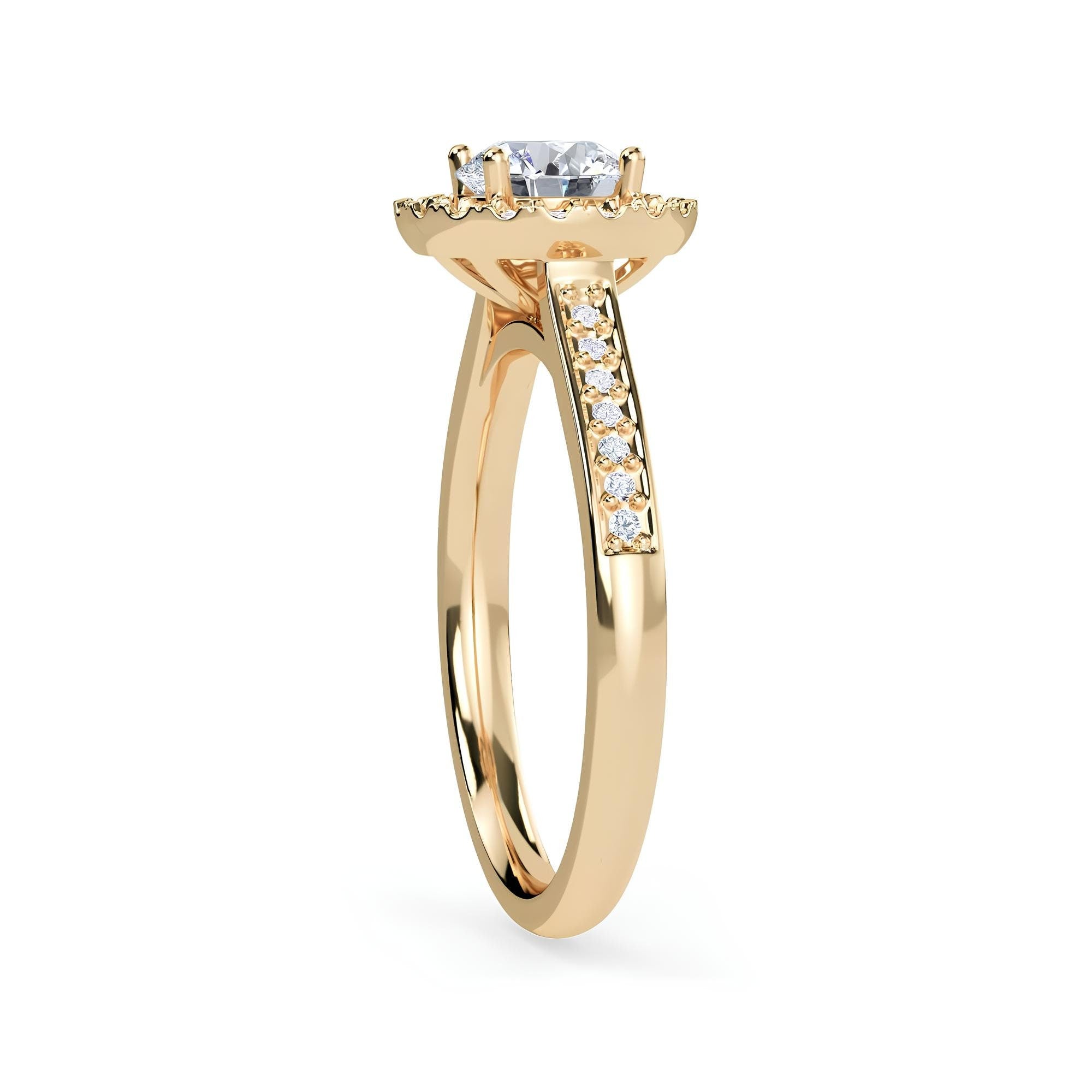 1.00 CT Round Lab-Grown Diamond Halo Engagement Ring EF VS/SI Certified Diamond in 14K Gold