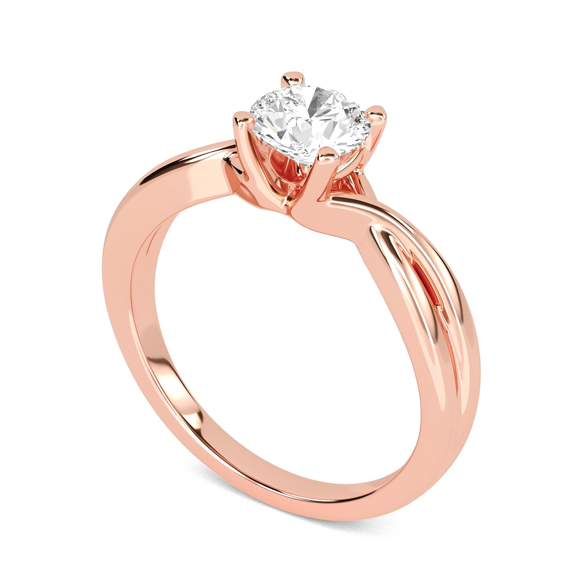 Exquisite Round Cut EF VS/SI Lab-Grown Diamond Solitaire Ring – Certified, Conflict-Free Diamond in 14K Solid Gold | Ideal for Engagements & Weddings