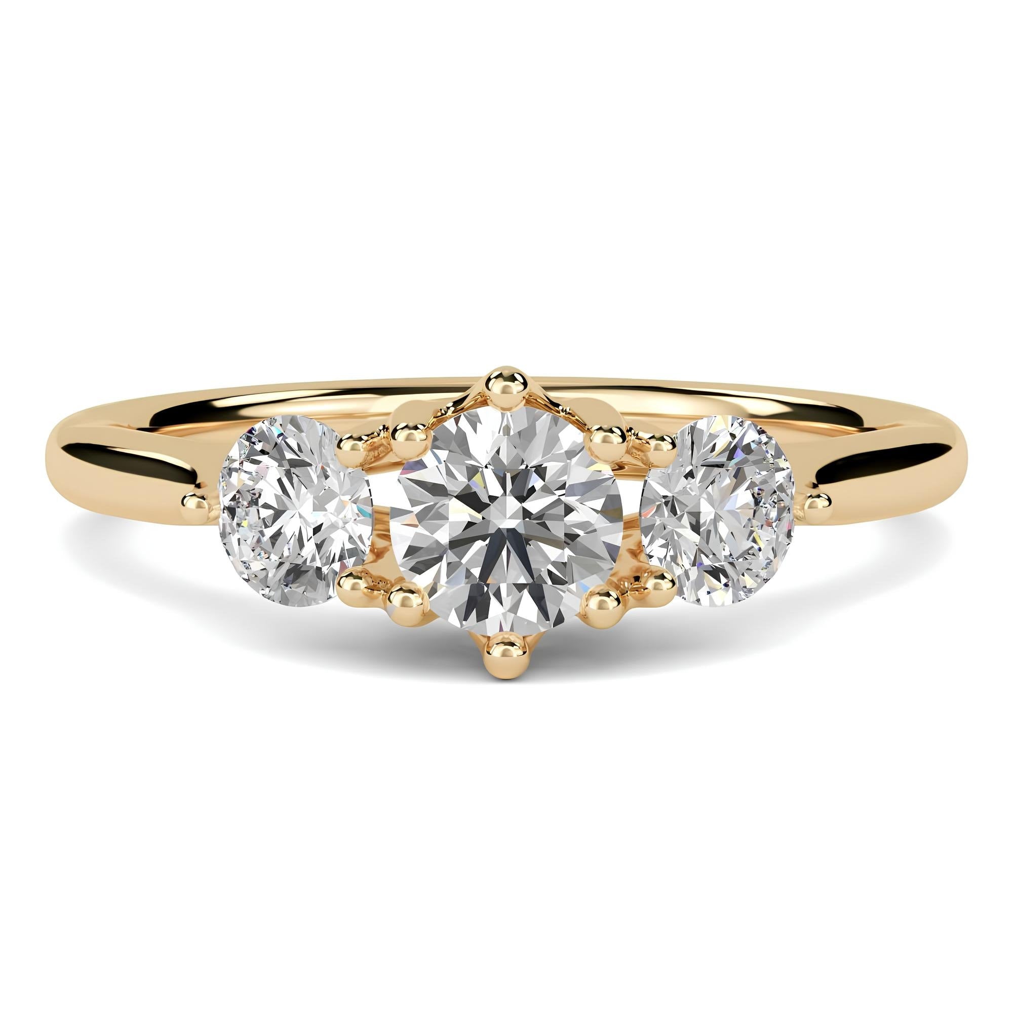 Sparkling Love: Three-Stone Lab-Grown Diamond Engagement Ring in VS/SI – Perfect Promise or Wedding Ring in 14K Gold